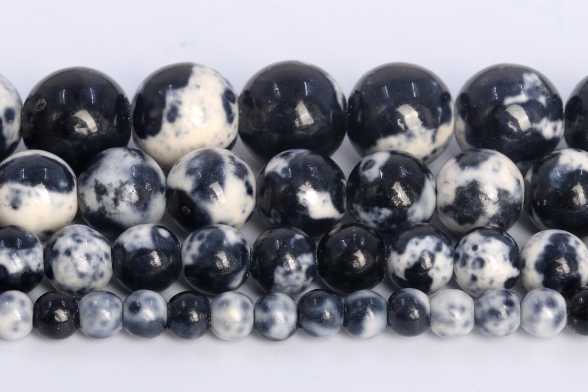 Black & White Rain Flower Jade Orca Agate Beads Round Loose Beads 4/6/8/10MM