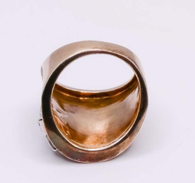 Sterling Silver Jane Seymour Diamond Star Gold Vermeil Sz 6.5 Wide Ring