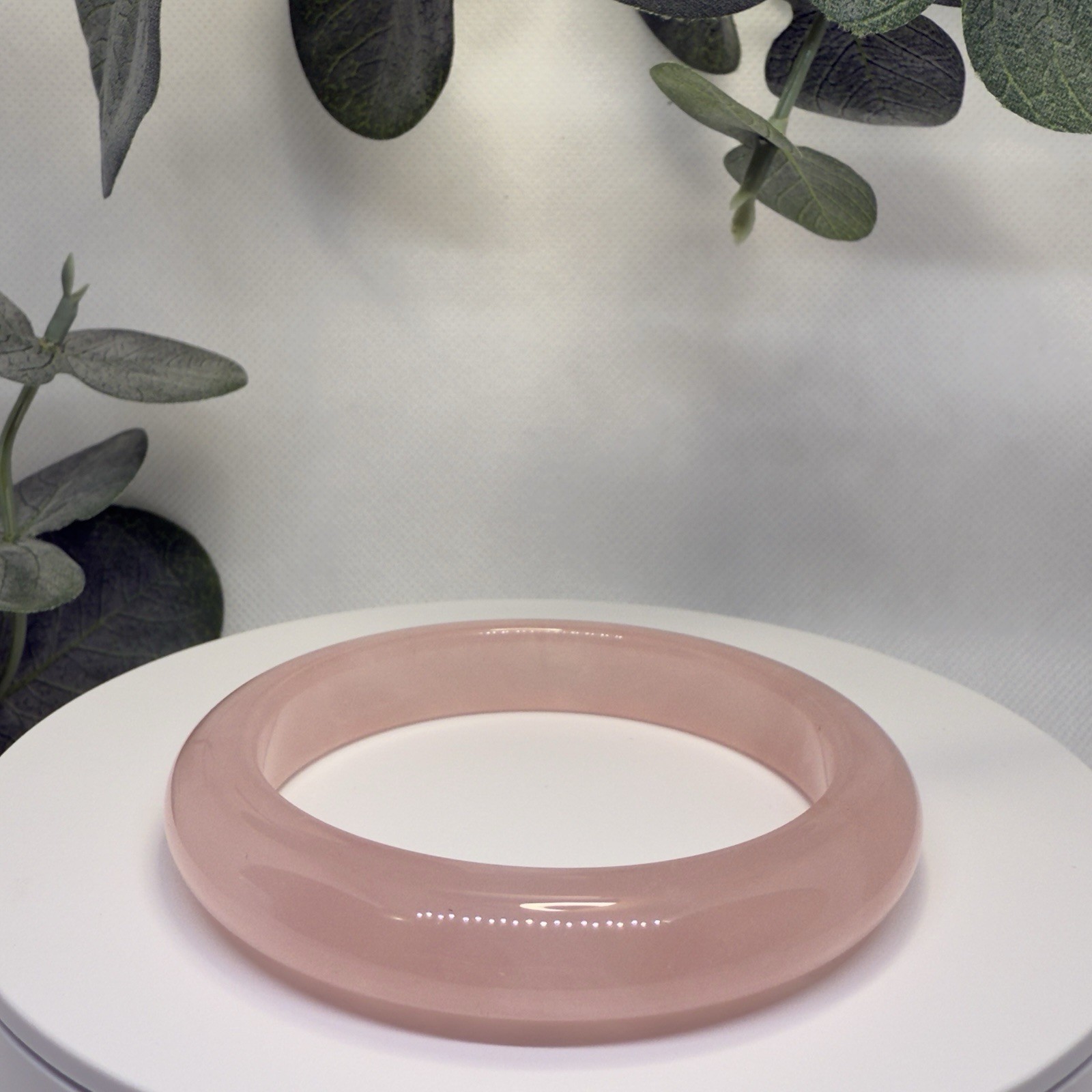Rose Quartz Hard Bangle Size: 58.5MM Width: 11.7MM