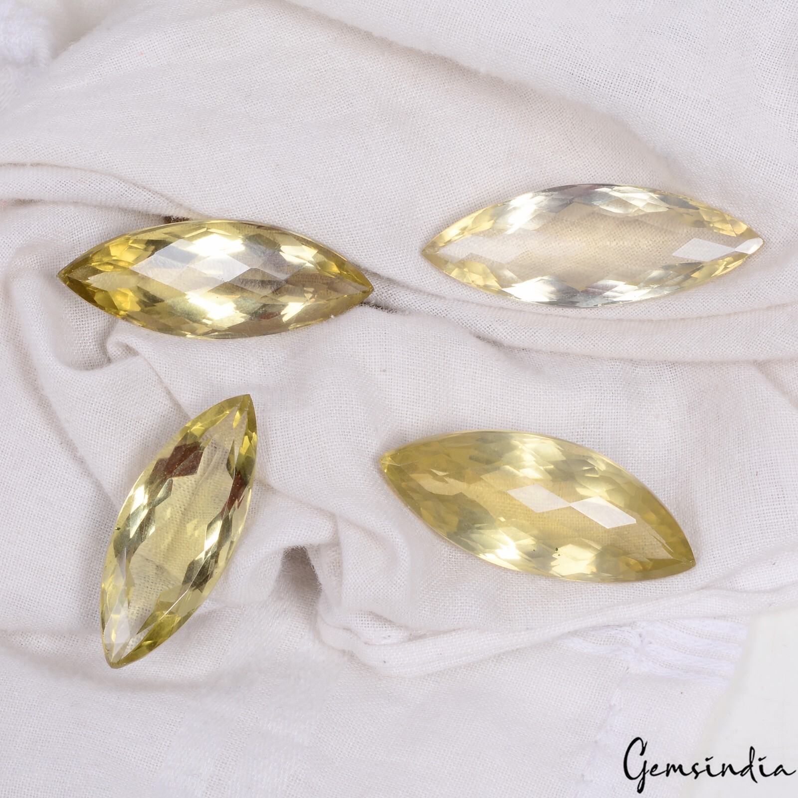 128.50 Ct 4 Pcs VVS Marquise Natural Yellow Citrine – Superb Brazilian Gemstones