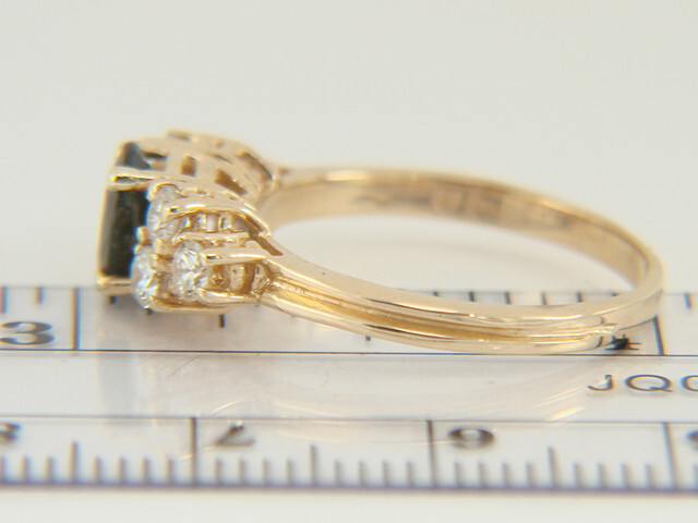 14K Yellow Gold Blue Sapphire & Diamond Cocktail or Right Hand Ring Size 7.25