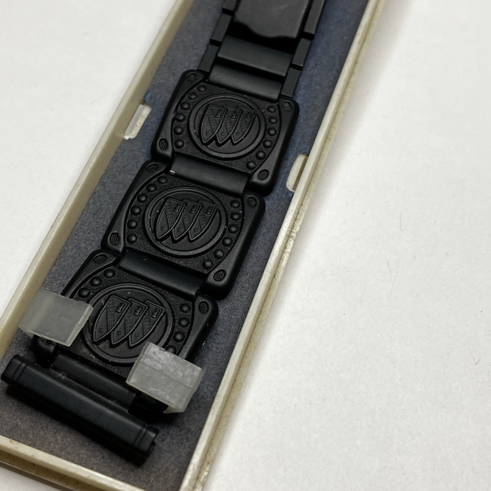 21.5mm Japan Matte Black Watch Band NOS LAMP Art Deco Medallion Bracelet Clasp