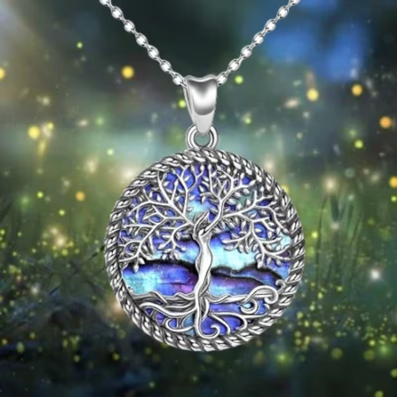 Tree of Life Goddess Abalonel shell Pendant necklace comes with gift box