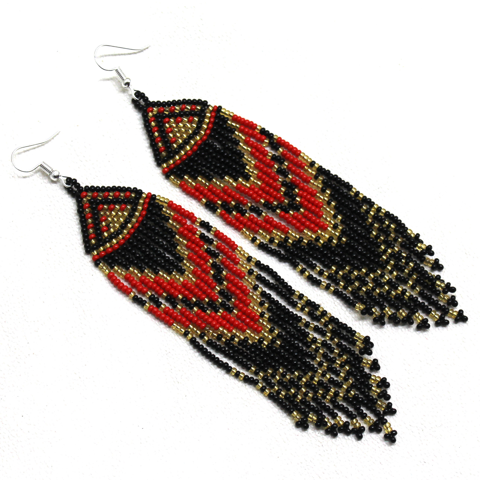 NEW NATIVE STYLE SEED BEADED HANDMADE LONG FASHION HOOK EARRINGS E58/23