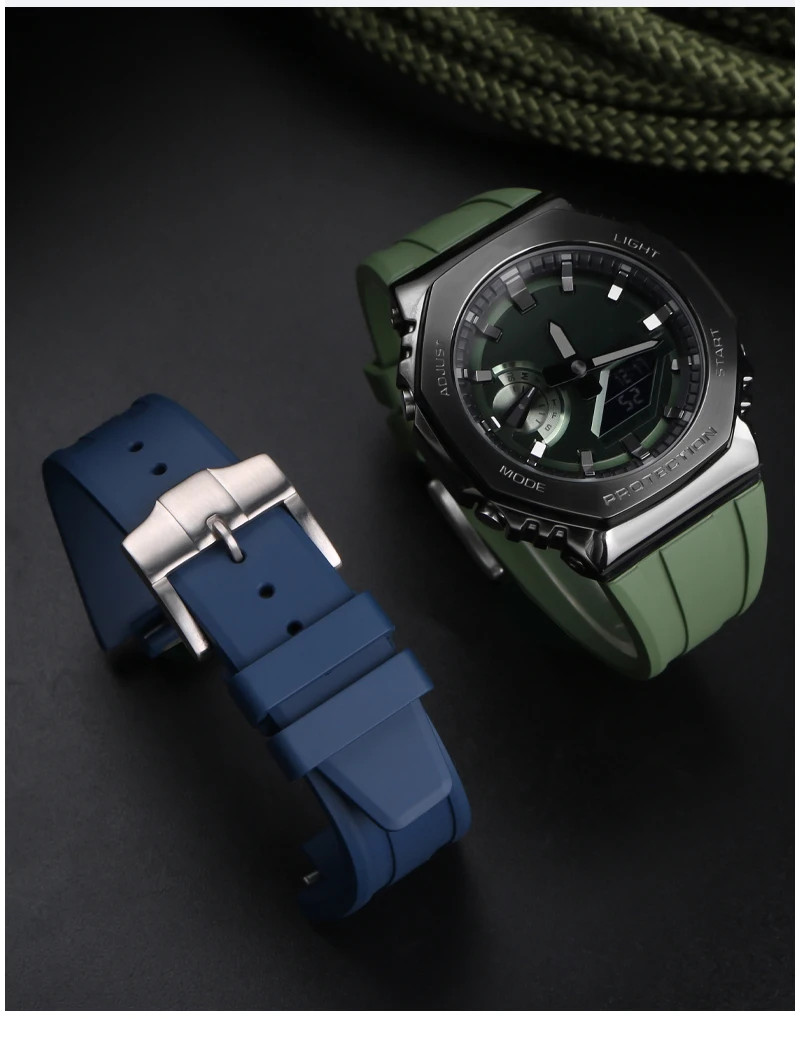 16mm Silicone Watch Band Strap For Casio GM-5600 GA2100 GM2110 Bracelet