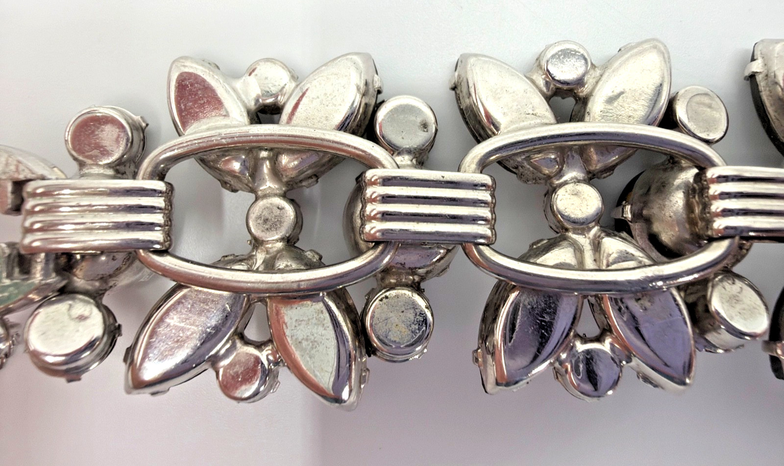 JULIANA Frosted Olive Green Navettes Set Bracelet Brooch Earring Ref# 1372, 6420