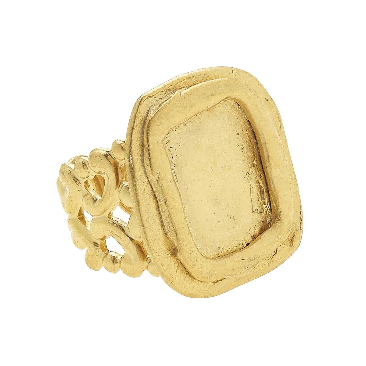 Susan Shaw Rectangle Ring Adjustable Size 24kt TGP Made USA $68 9013G New!