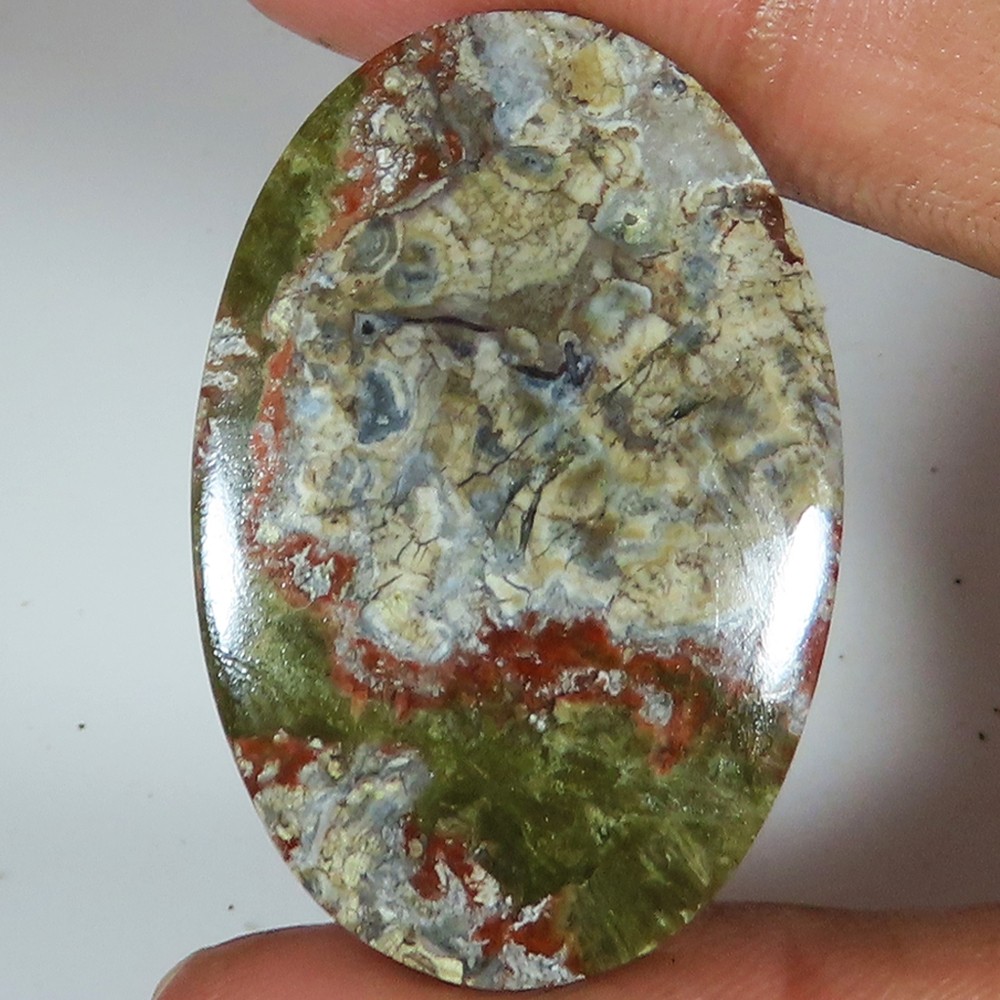 35.95 Ct Natural Mushroom Rhyolite Oval Cabochon Loose Gemstone 27x40x3 mm LP10