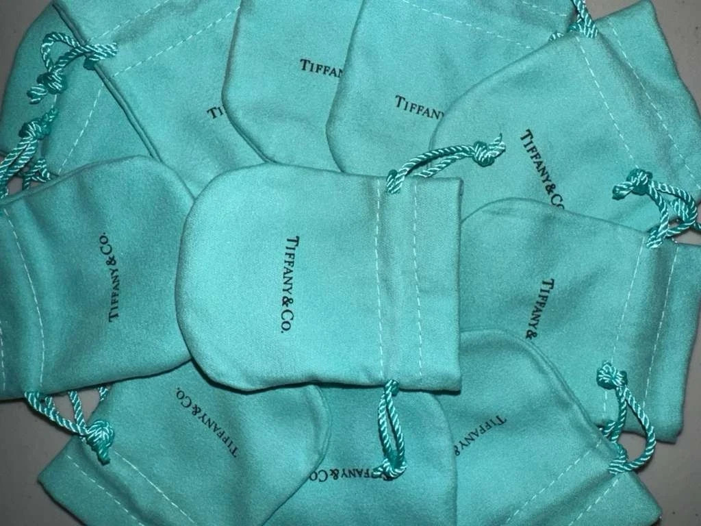 10 pc Tiffany Empty Packaging Small Blue Drawstring Closure Jewelry Pouches new