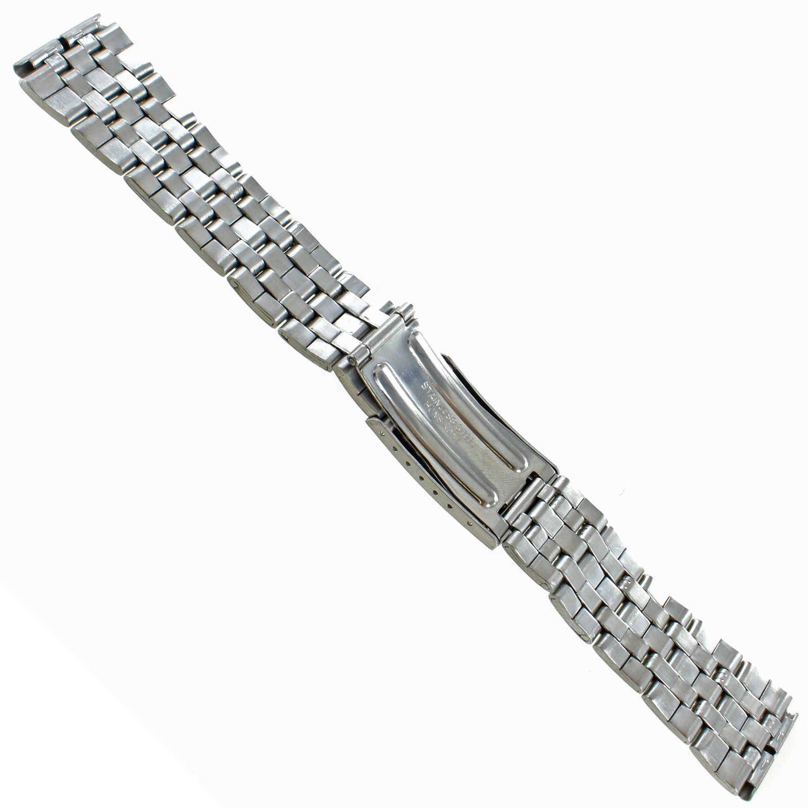 18mm or 20mm Hirsch Silver Triple Stripe Stainless Band Clasp Watch Band 5600