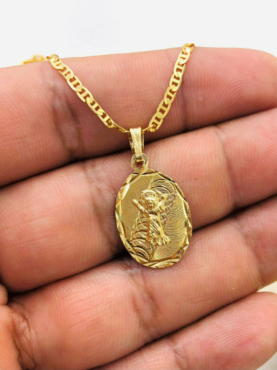 New Cadena y Medalla del Divino Nino 18″ para Hombre y Mujer en Oro Laminado 14K