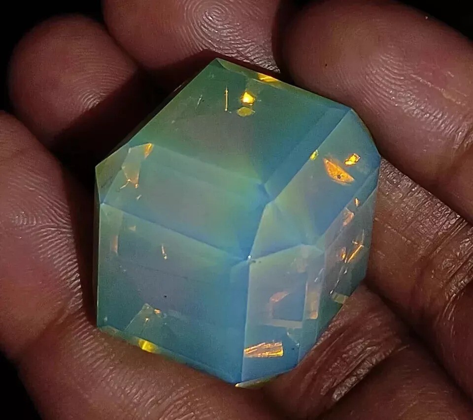 Australian Green Opal Natural 126-128 Ct Cube Welo Loose Gemstone EGL Certified
