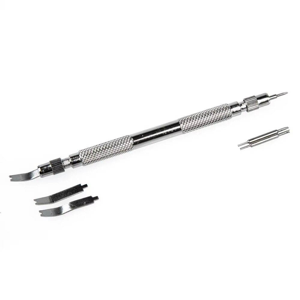 Silver 4Pin Watch Strap Spring Bar Set Repair Tool Wrist Pin Removal Kit Plus 2