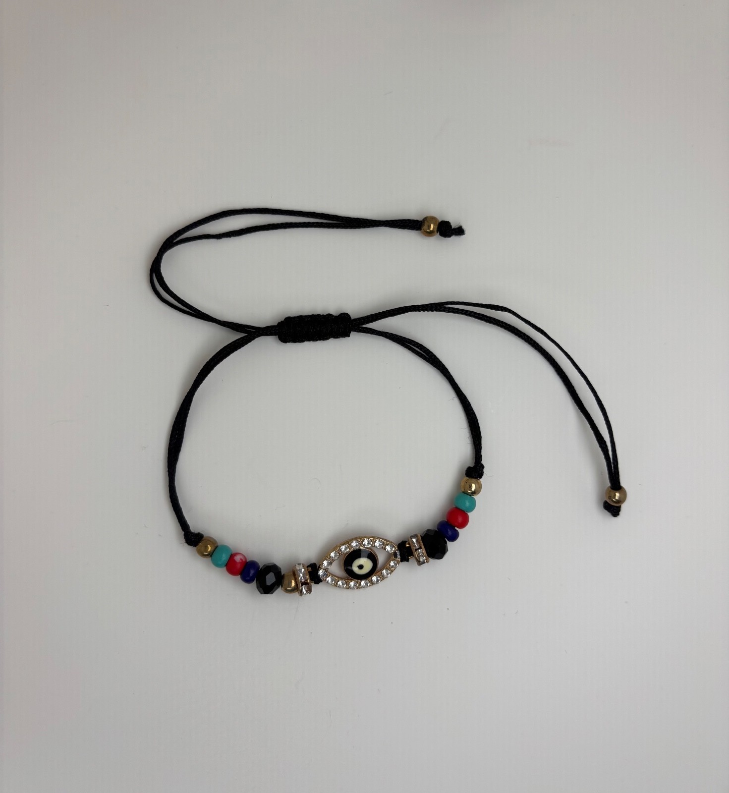 Evil Eye Bracelet Adjustable Handmade Cord Bracelet Colorful Beaded Protection L