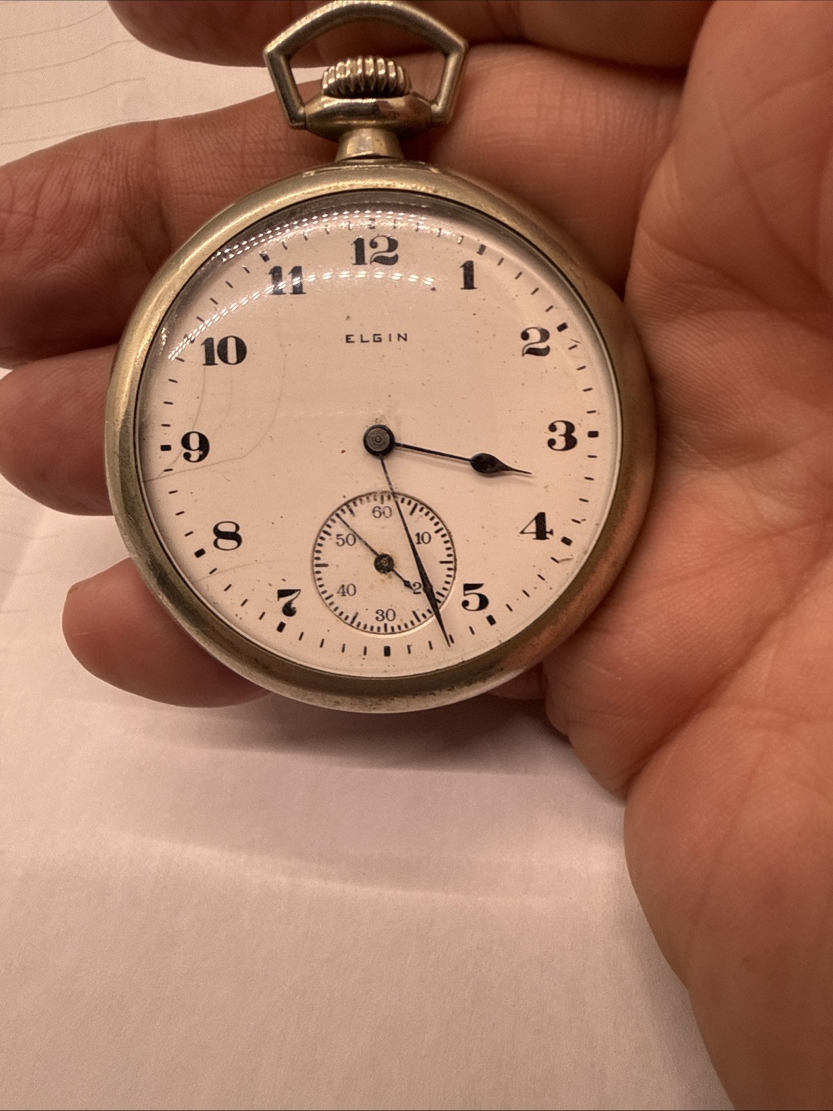 1919 Elgin Grade 291 Sz.16s 7 Jewels Keystone Nickel Case Fully Functional