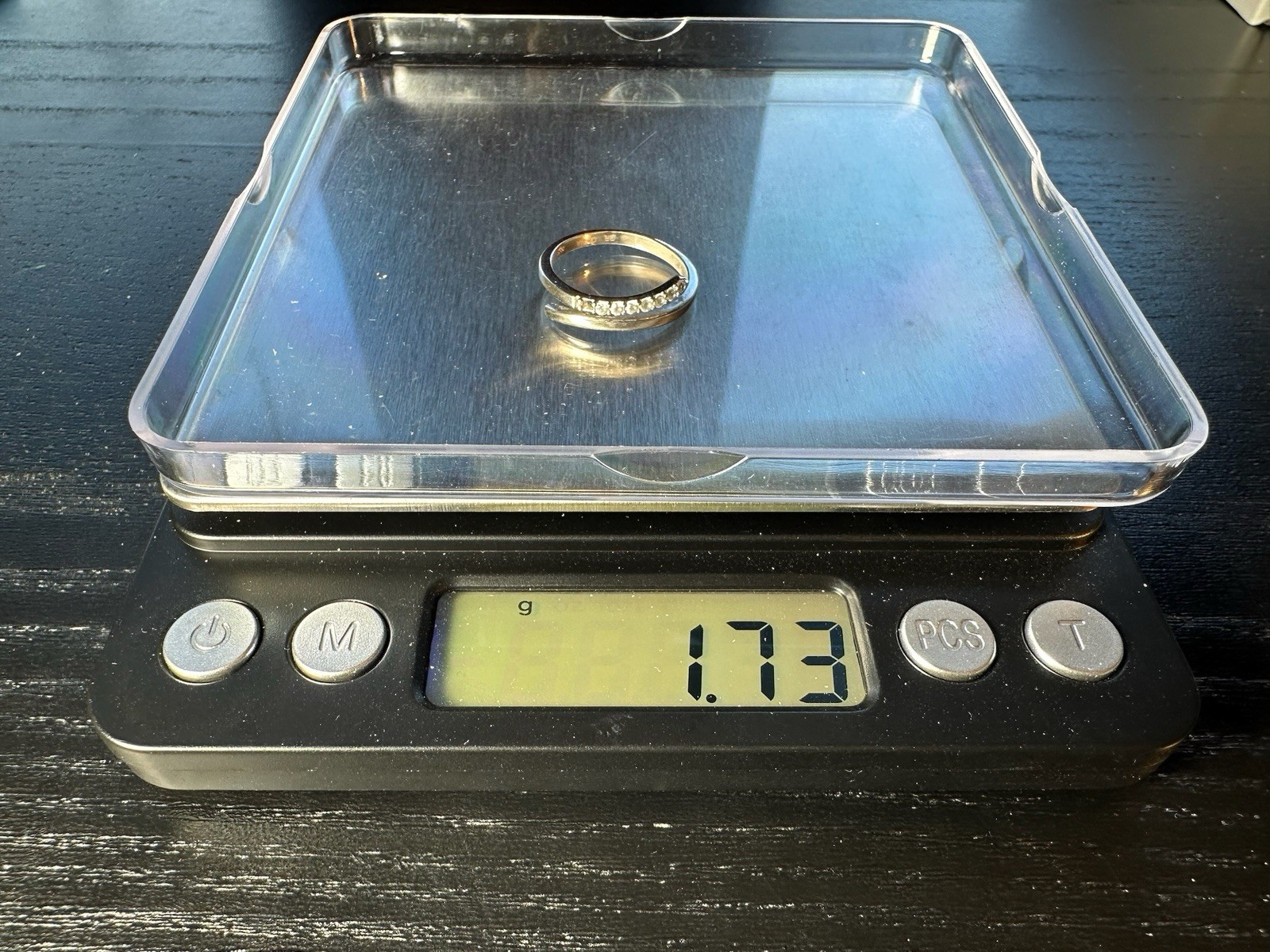 1.73g Vintage Bypass Ring with Clear Stones M Size 5.5
