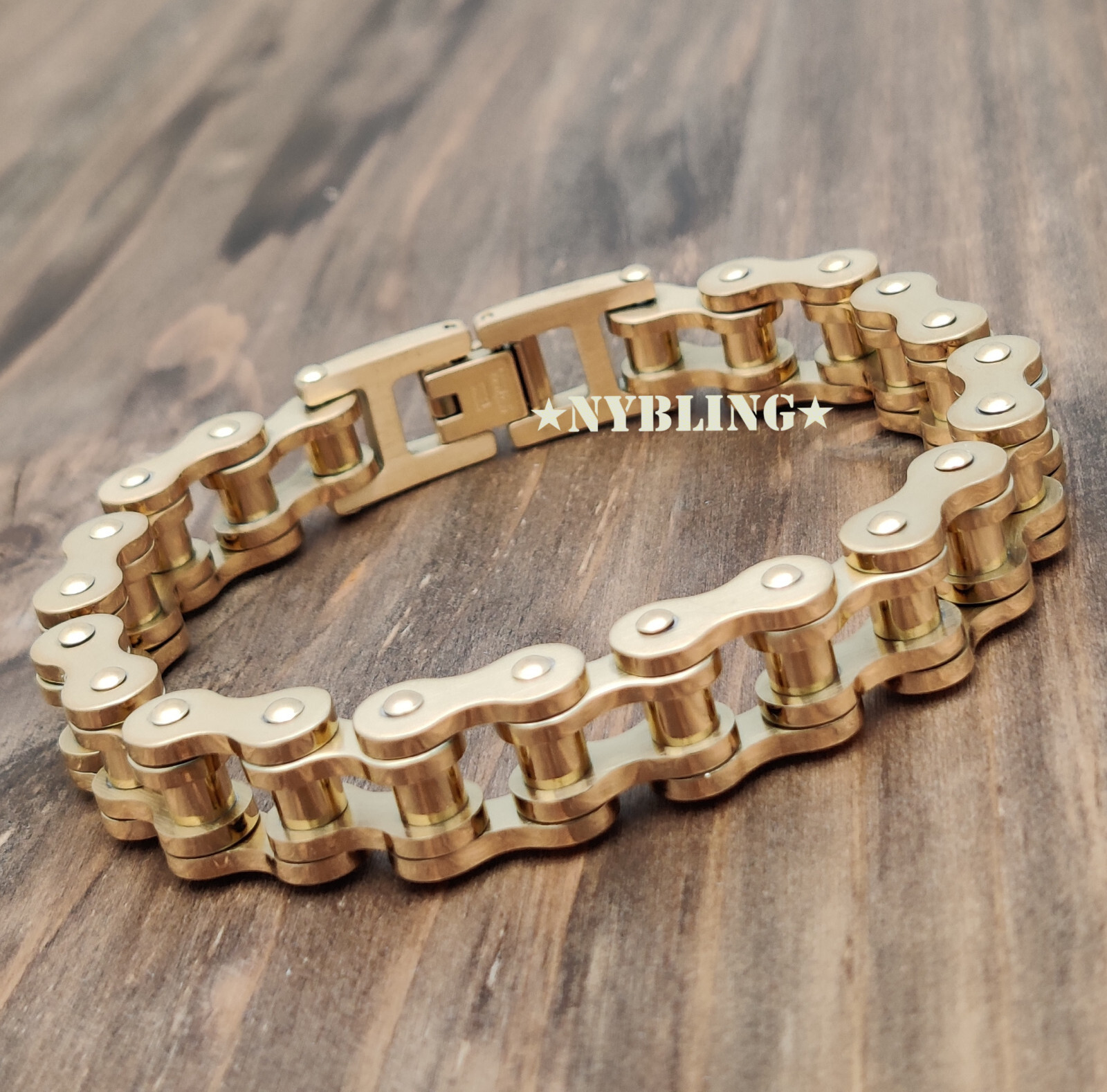 SOLID STAINLESS STEEL Motorcycle Bike Chain Design Bracelet Men’s Jewelry 13MM