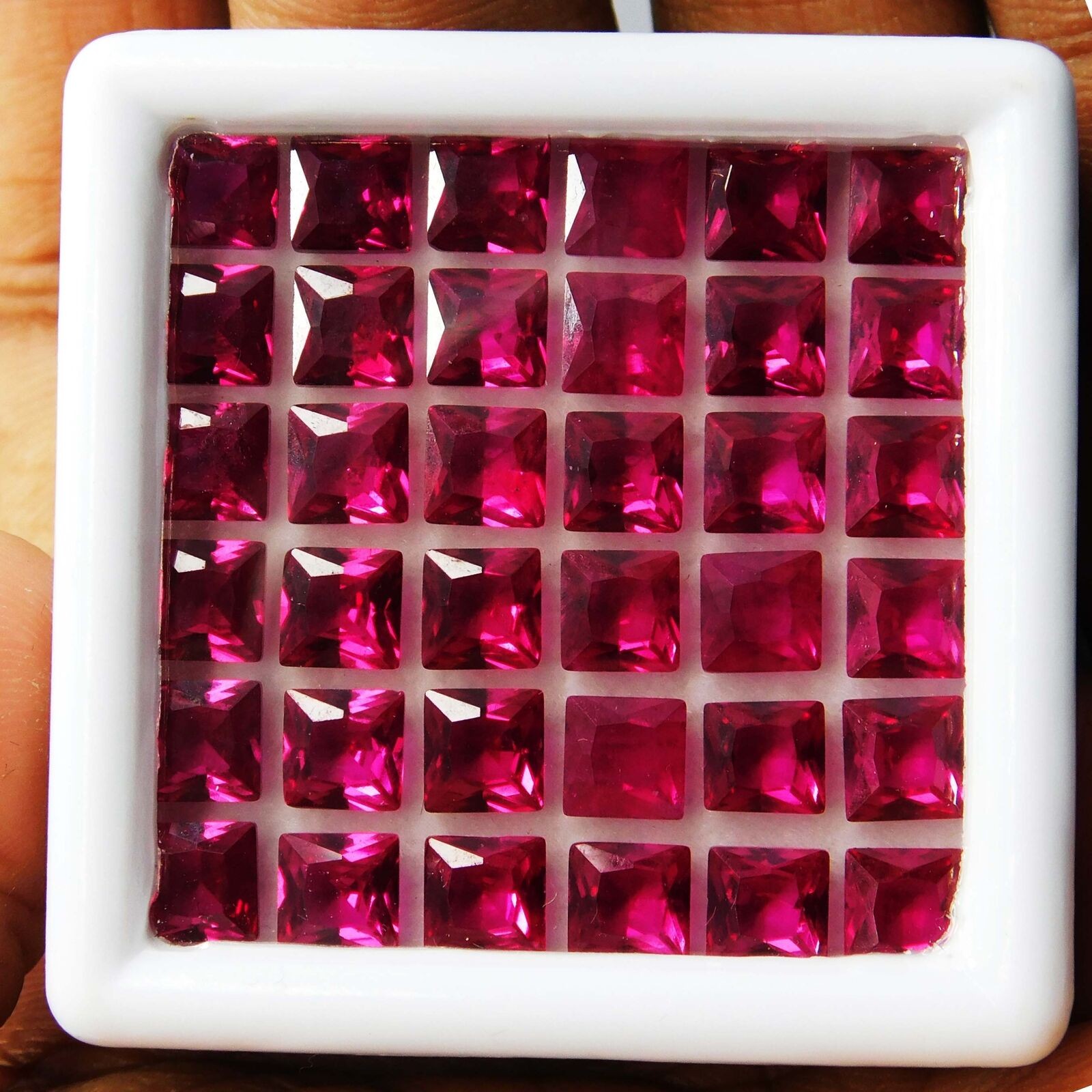 50 PCS Natural Red RUBY Loose Gemstone Lot CERTIFIED Ring Size Square Shape