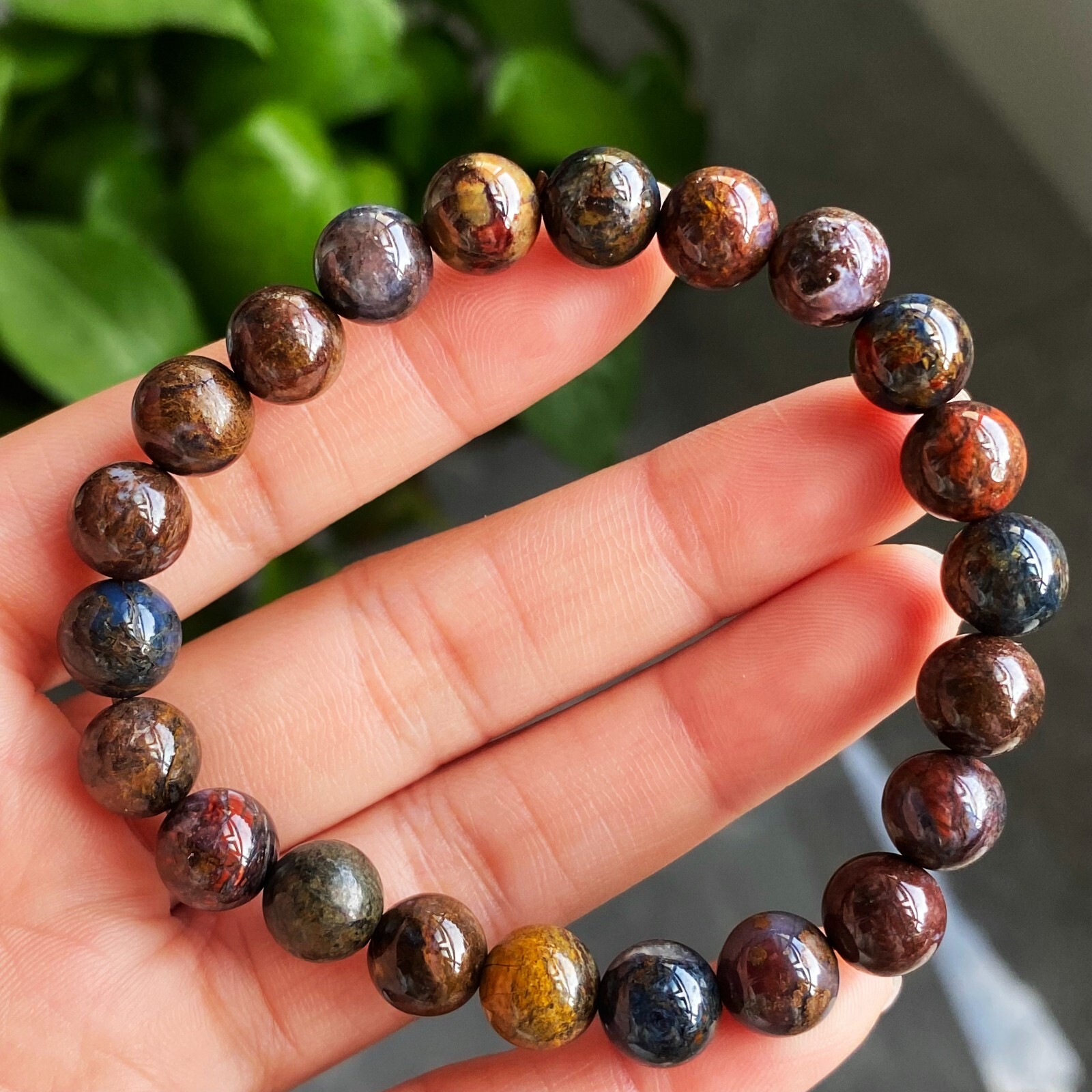 8.7mm Natural Color Pietersite Namibia Gemstone Beads Bracelet Z53