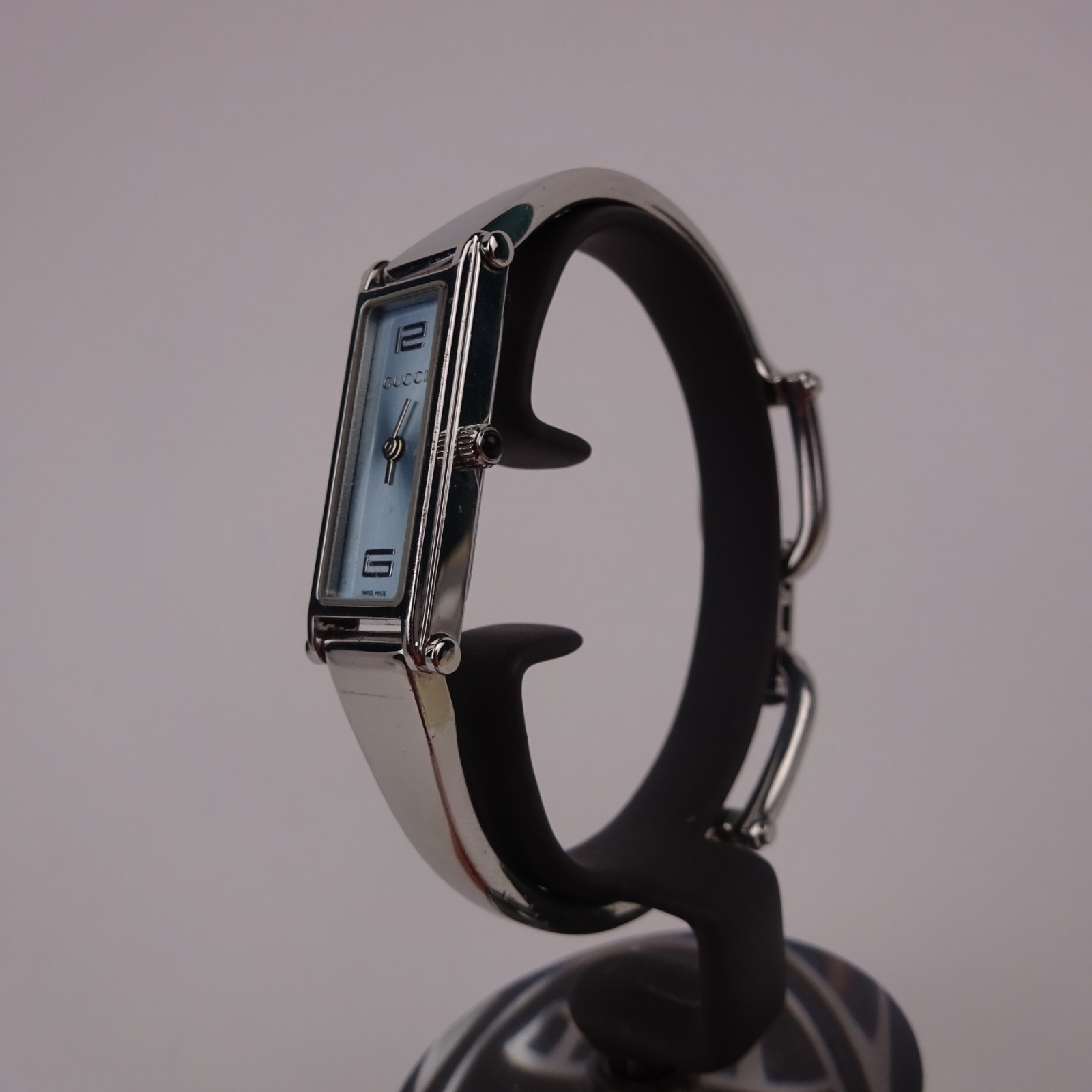 Gucci 1500L Bangle Watch Baby Blue Dial Stainless Steel Women’s