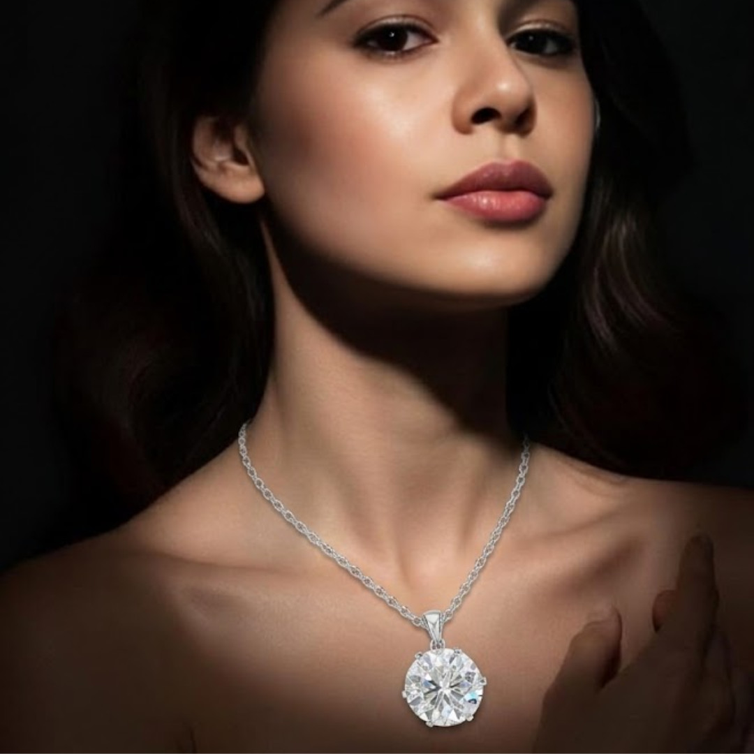 RARE 24 Ct Certified White Diamond Solitaire Pendant-PROMO-FREE Diamond Studs