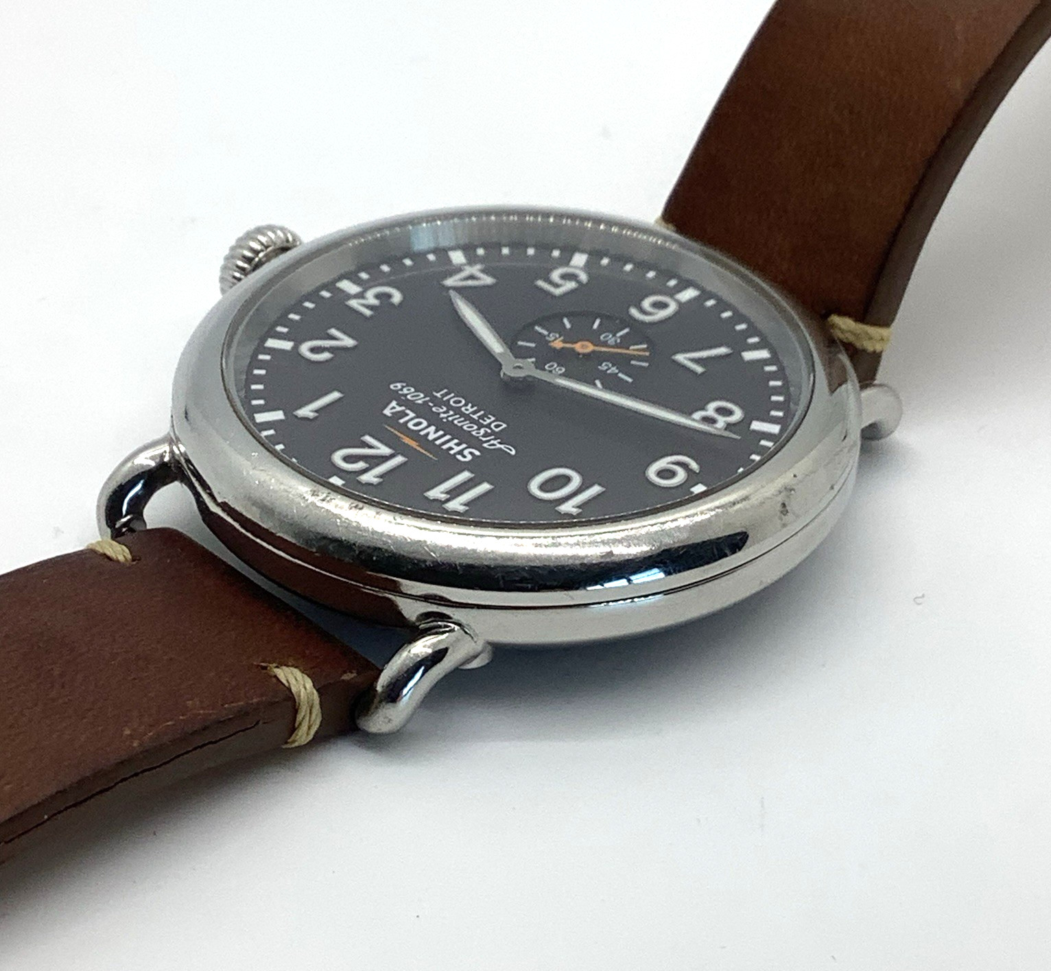 Shinola Argonite-1069 The Runwell Watch Brown Leather Band Not Ticking, As Is