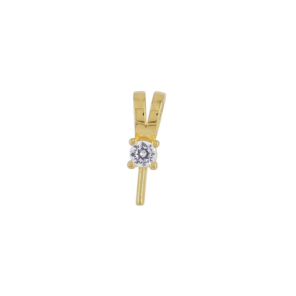 Gold Plated Sterling Silver CZ Pearl Pendant Bail Connector with Pin #97153