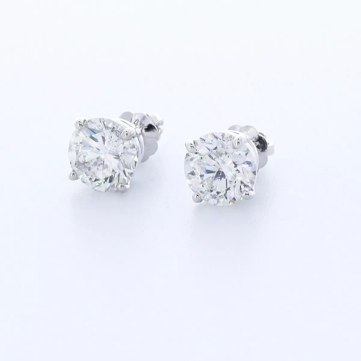 Solid 14K Yellow Gold Stud Earrings Classic 1.80 CT Round Natural Diamond F SI1