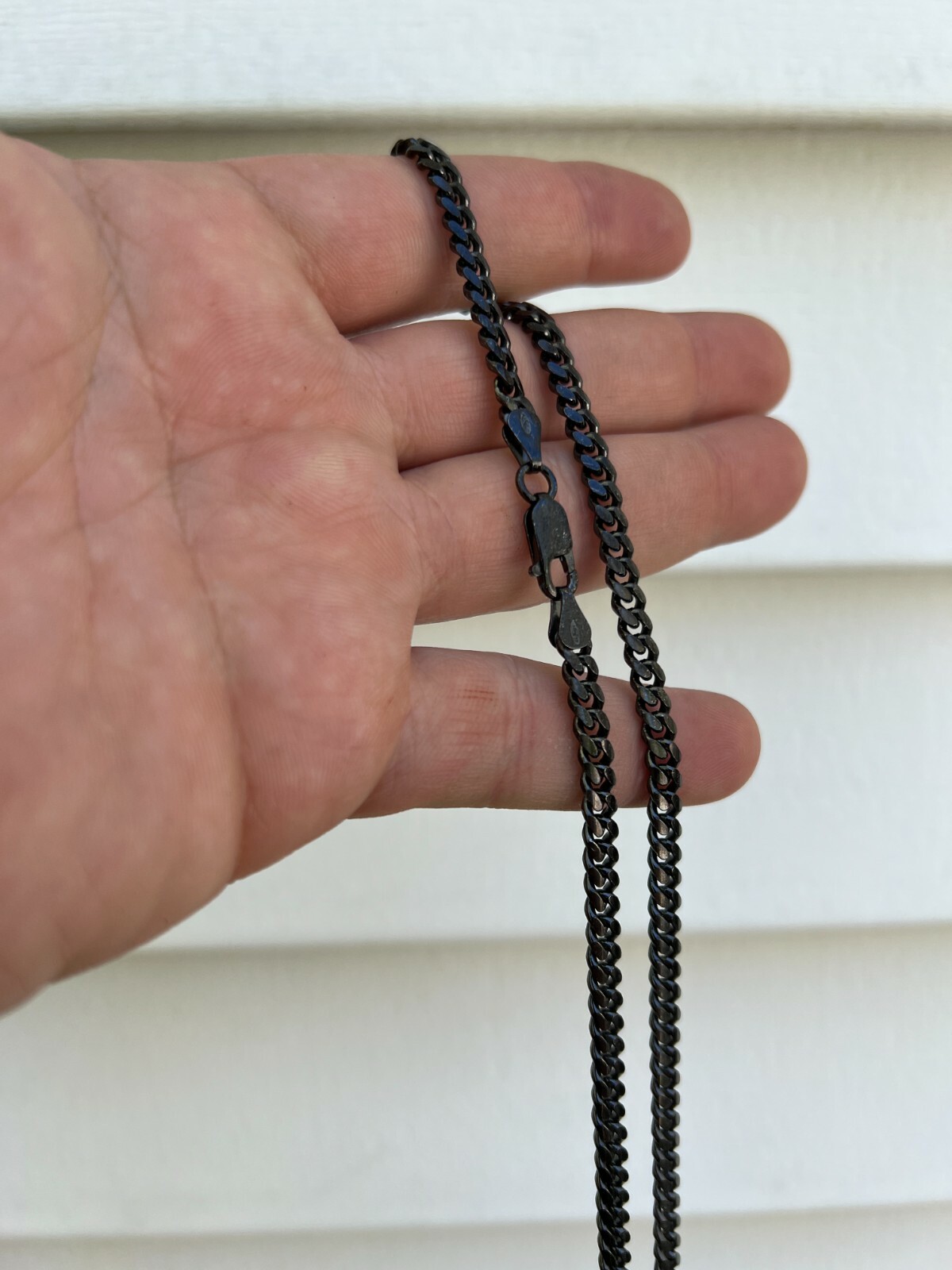 5mm Miami Cuban Link Necklace Black Oxidized Rhodium Real 925 Sterling Silver