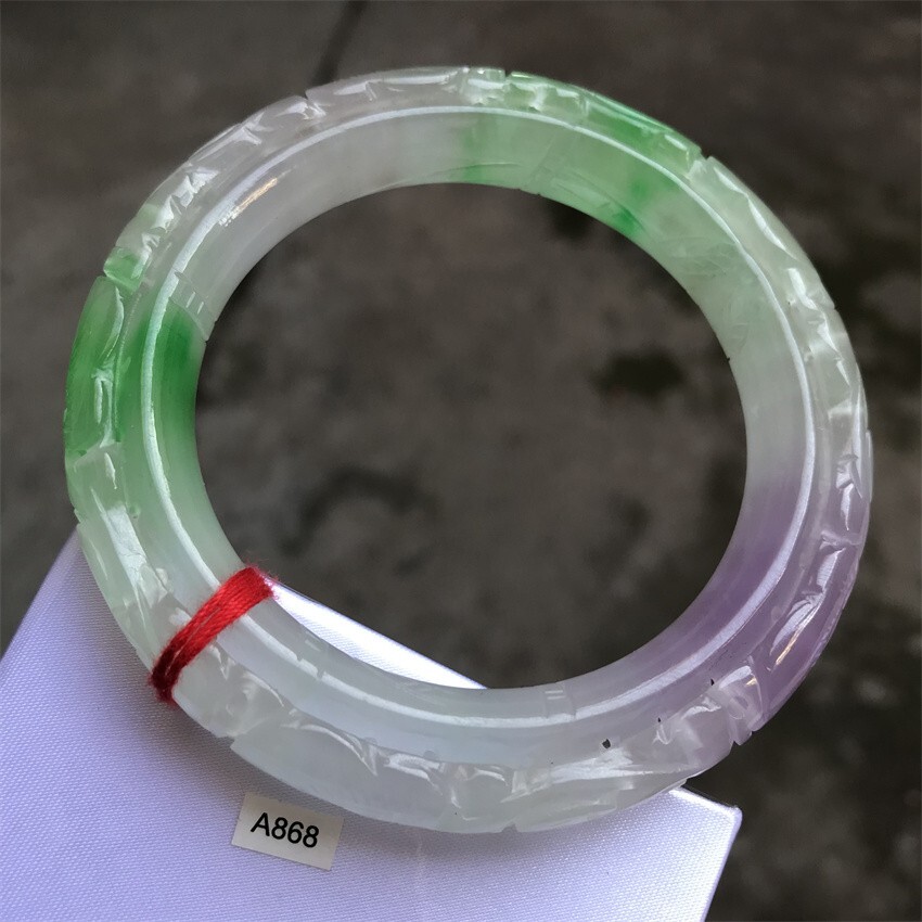 61mm Burma Natural Green Lavender Jadeite Jade Bracelet Emerald Jade Bracelet