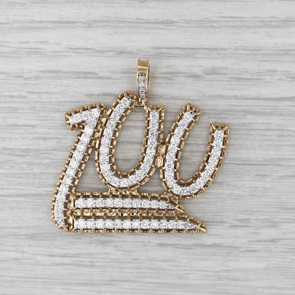 2.25ctw Diamond 100 Emoji Statement Pendant 10k Yellow Gold