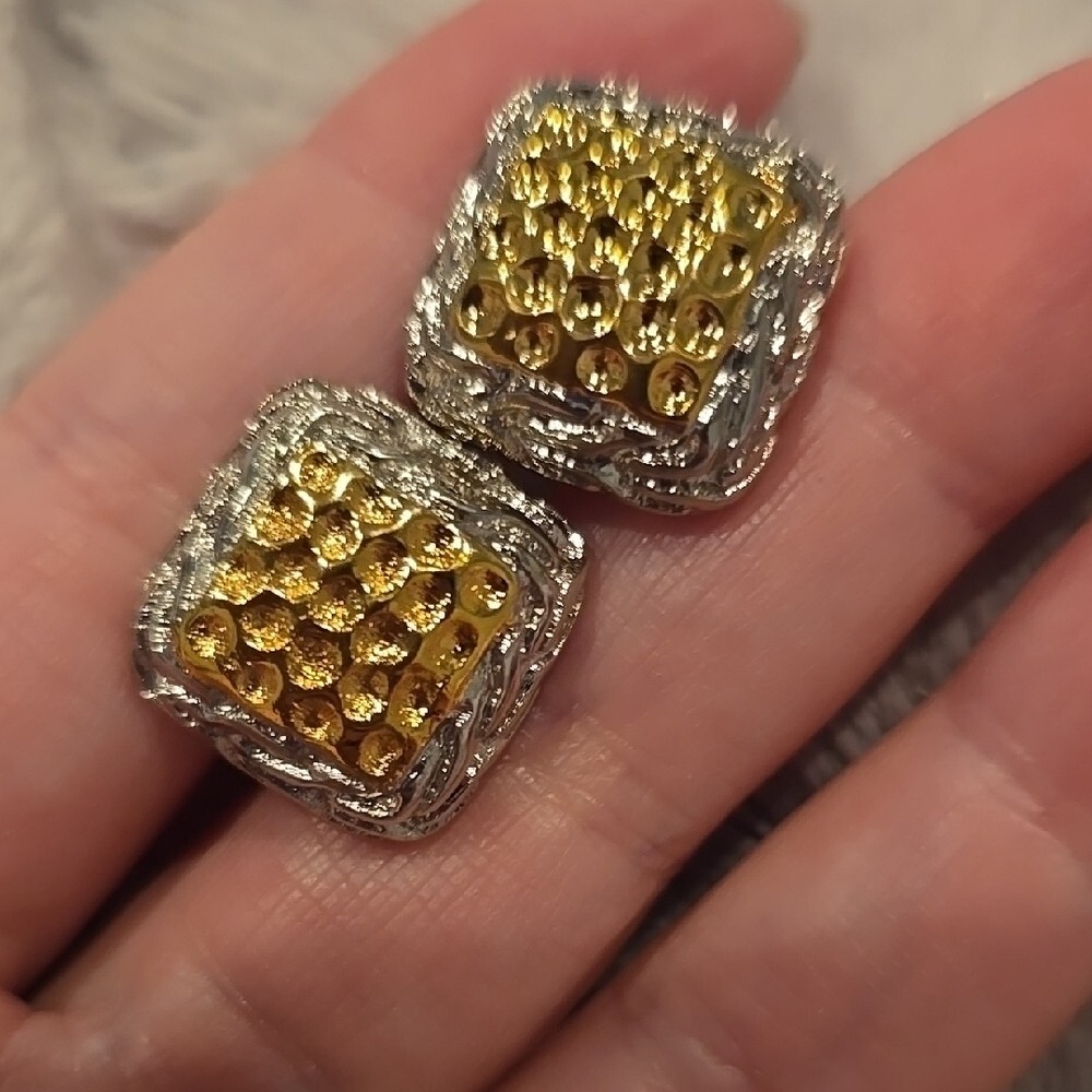 Gold & Silver Color Stainless Steel Cuff Links Brand New In Box