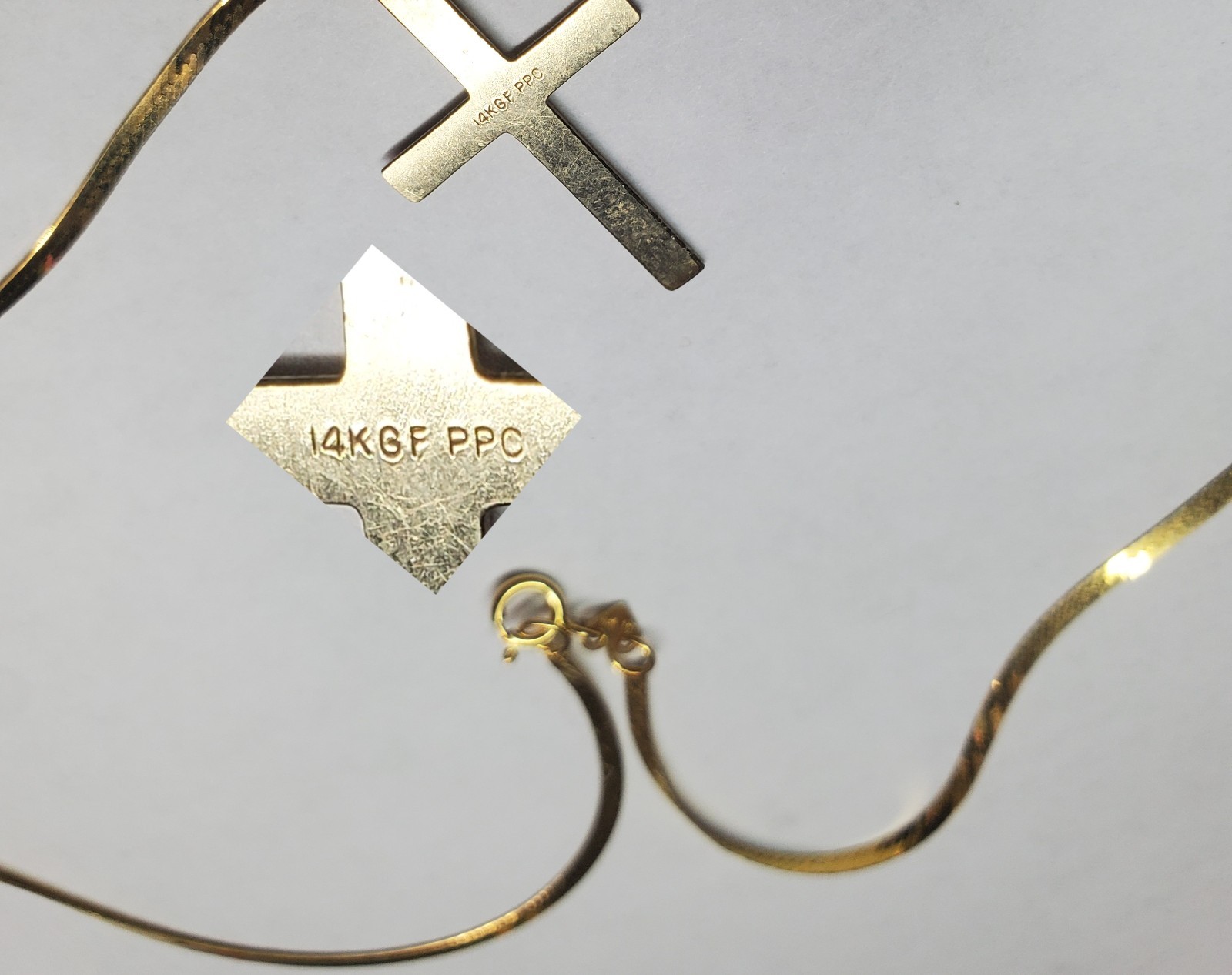 14k 1.58g Gold Chain (18inch & never worn) + 14k 0.57g Gold Filled Cross Pendant