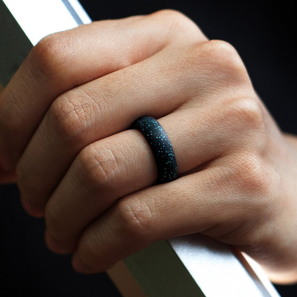 Women Glitter Silicone Wedding Rings Comfortable Rubber Band Ring 4/5/6/7/8/9/10