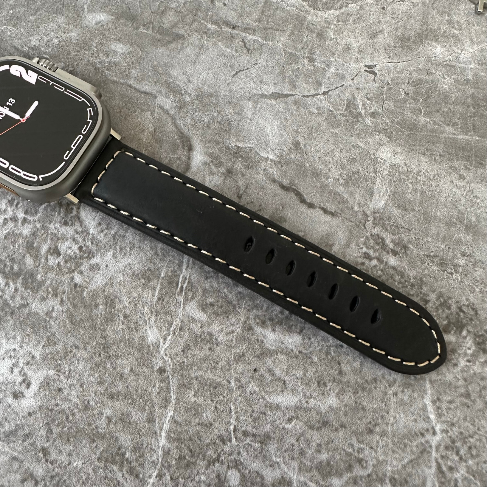 Black Suede Padded Leather Watch Strap Band For NEW Apple Watch Ultra 1 2 49mm