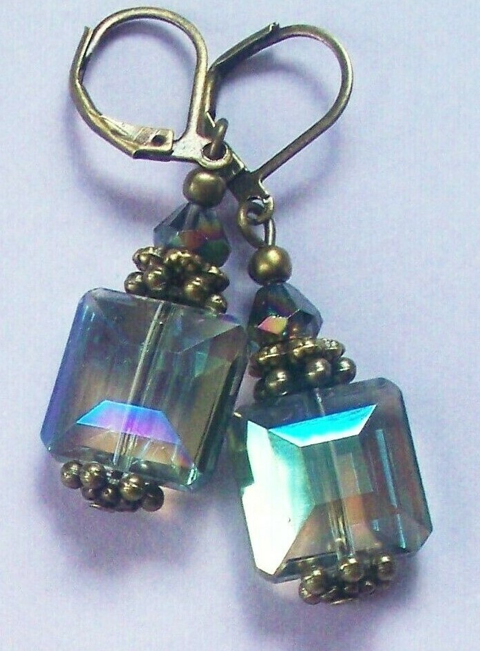 colorized CRYSTAL drops Lever back handcrafted YOU CHOOSE XX