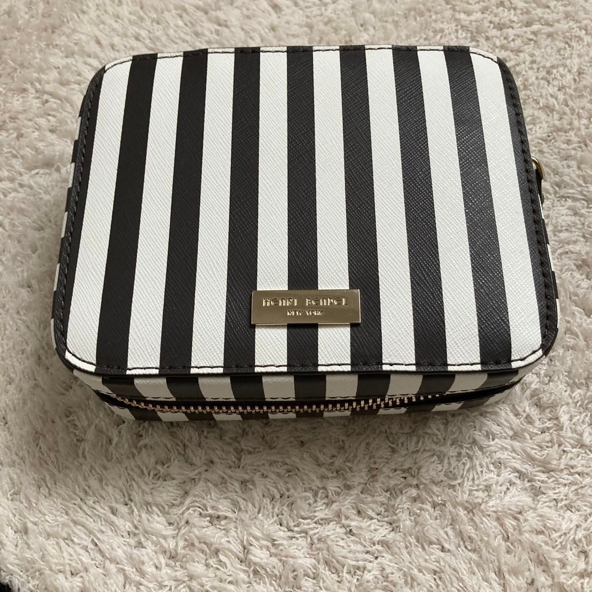 Rare Henri Bendel New York Stripe Travel Jewelry Case Zip Box Vintage Unused
