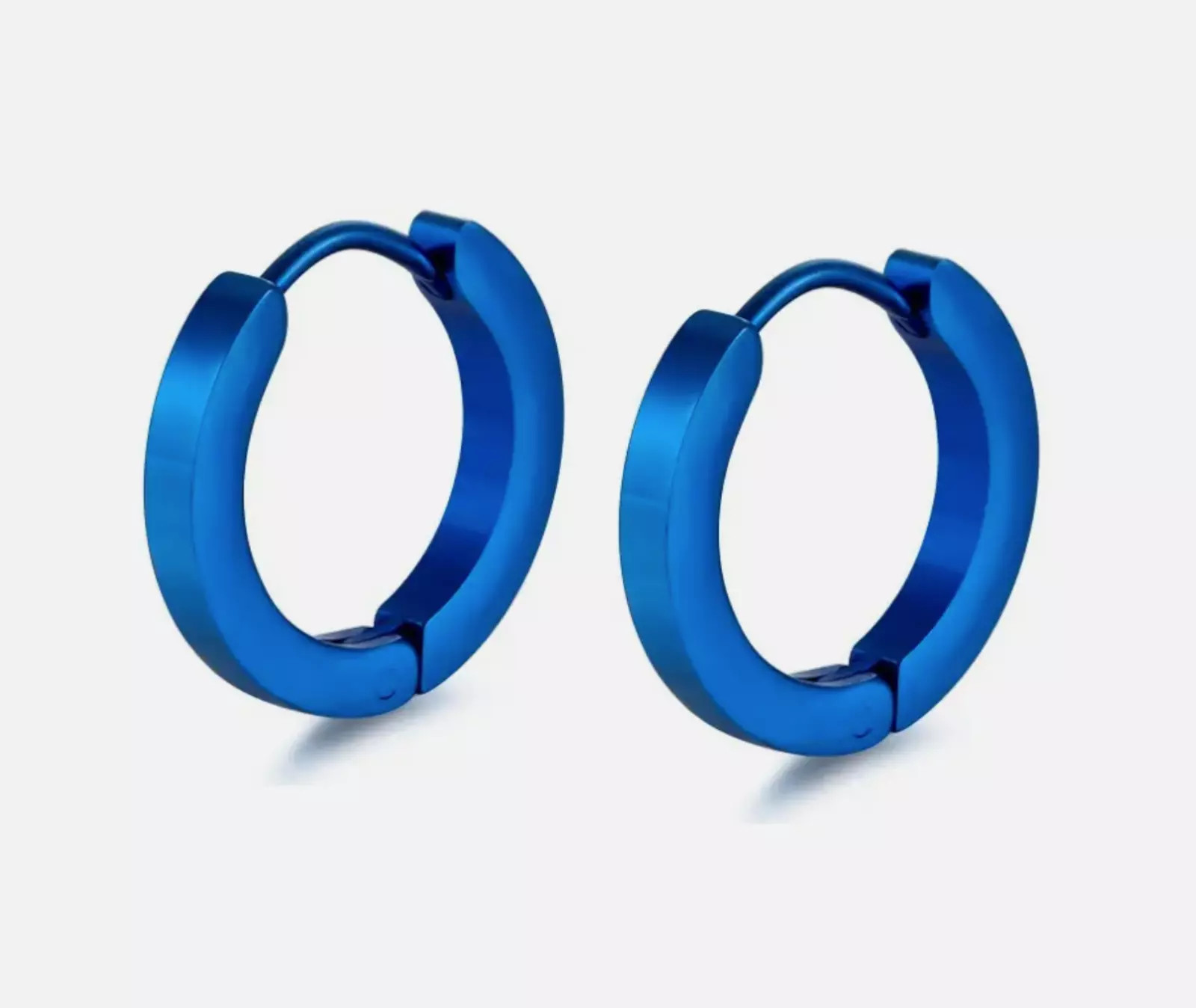 2Pcs Women Men Stainless Steel Round Hinged Huggie Hoop Earrings