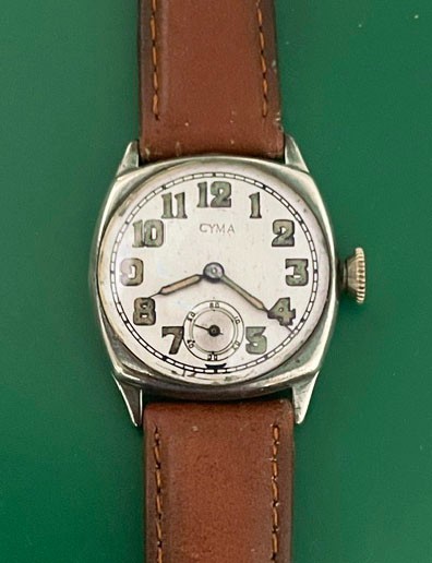 Vintage 1920’s CYMA Military Type Sterling Case Small Men’s Watch