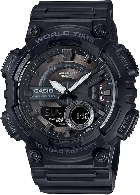 CASIO Collection Men’s Watch AEQ-110W-1BJH All Black Blister Pack Stop Watch New