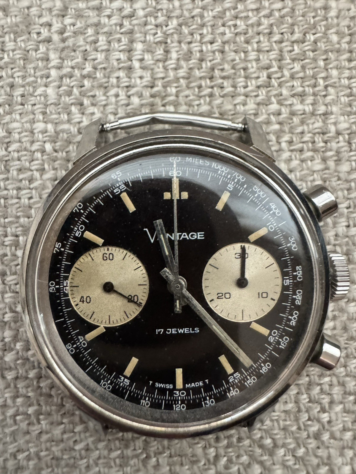 Vintage Vantage Chronograph II Panda Tropical Dial 1970s Hamilton Valjoux 7733