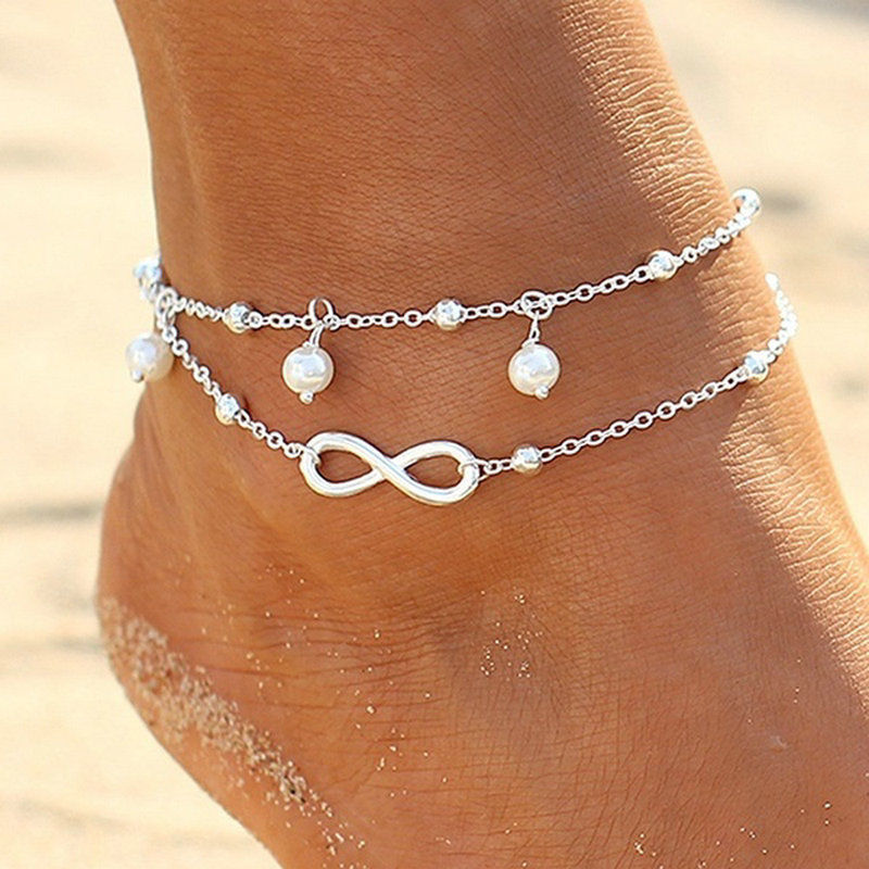 Women’s Fashion Jewelry Silver Or Gold Beaded Anklet Ankle Bracelet 28-1 / 29-8