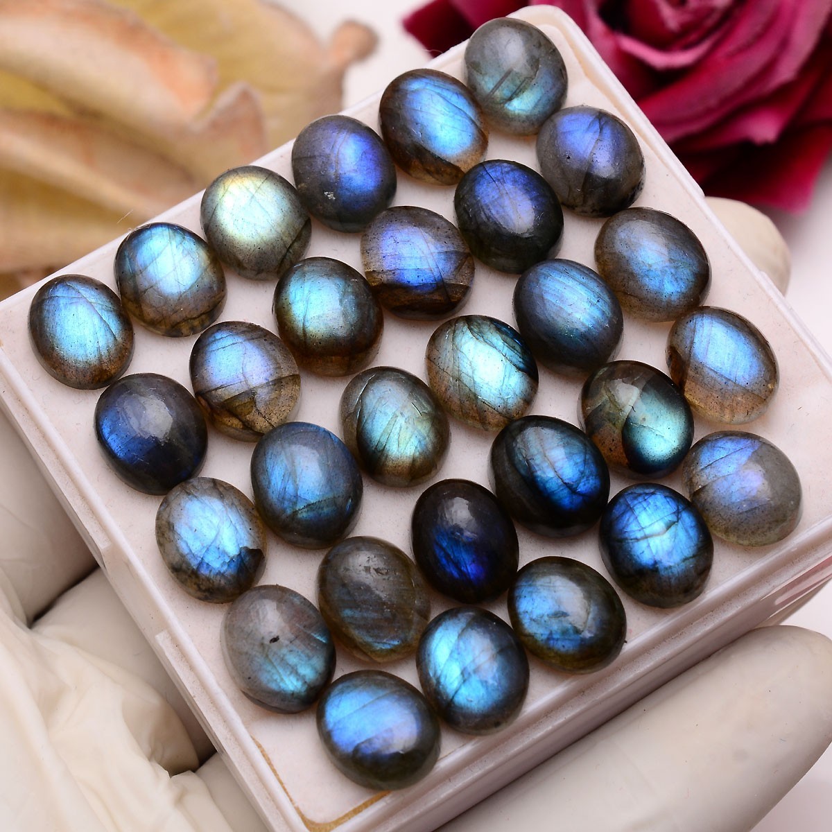 29 Pcs Natural Labradorite Blue Shine 11mmx9mm Oval Cabochon Loose Gemstones Lot