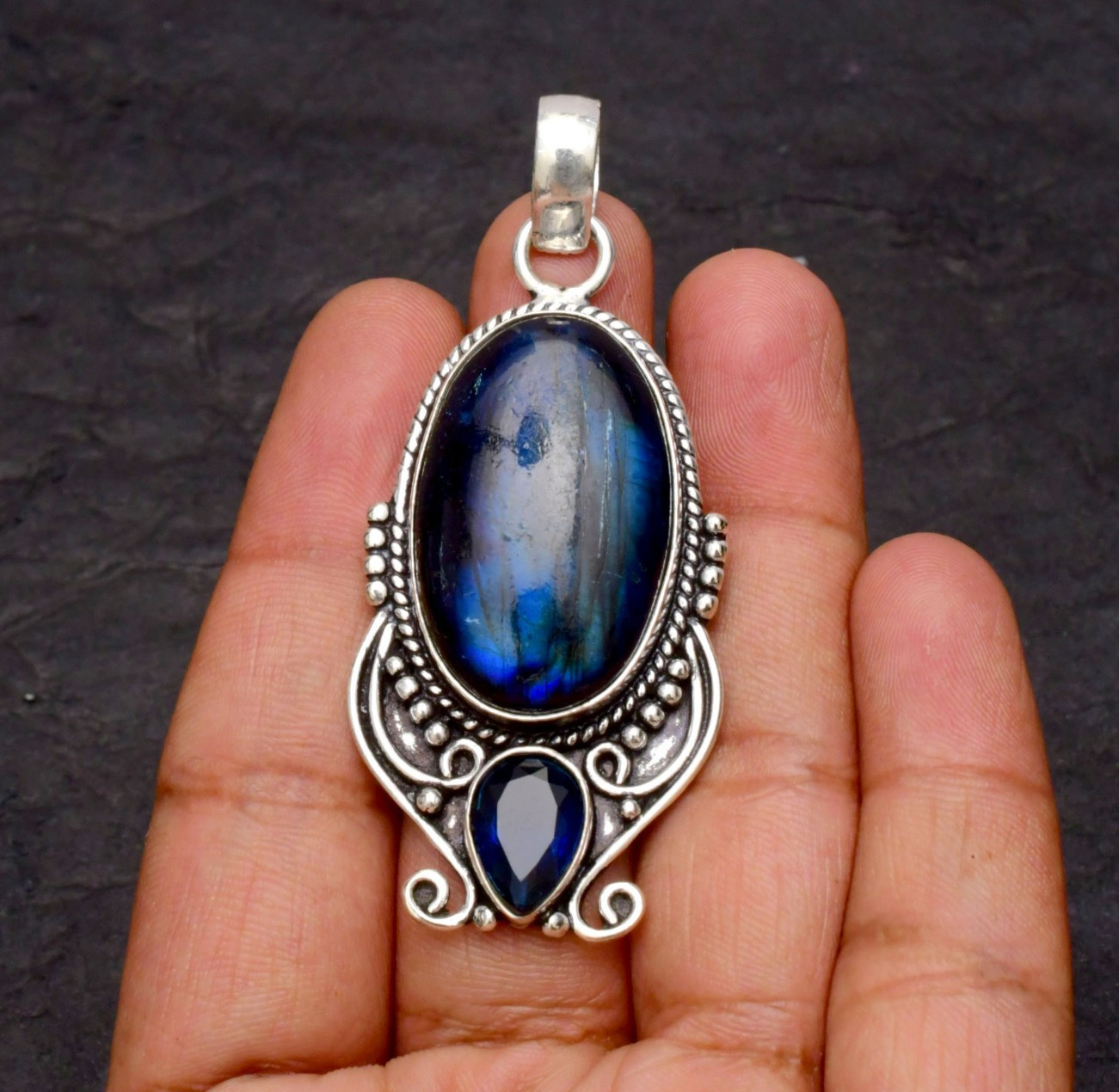 Labradorite Gemstone 925 Sterling Silver Jewelry Pendant 1-2″