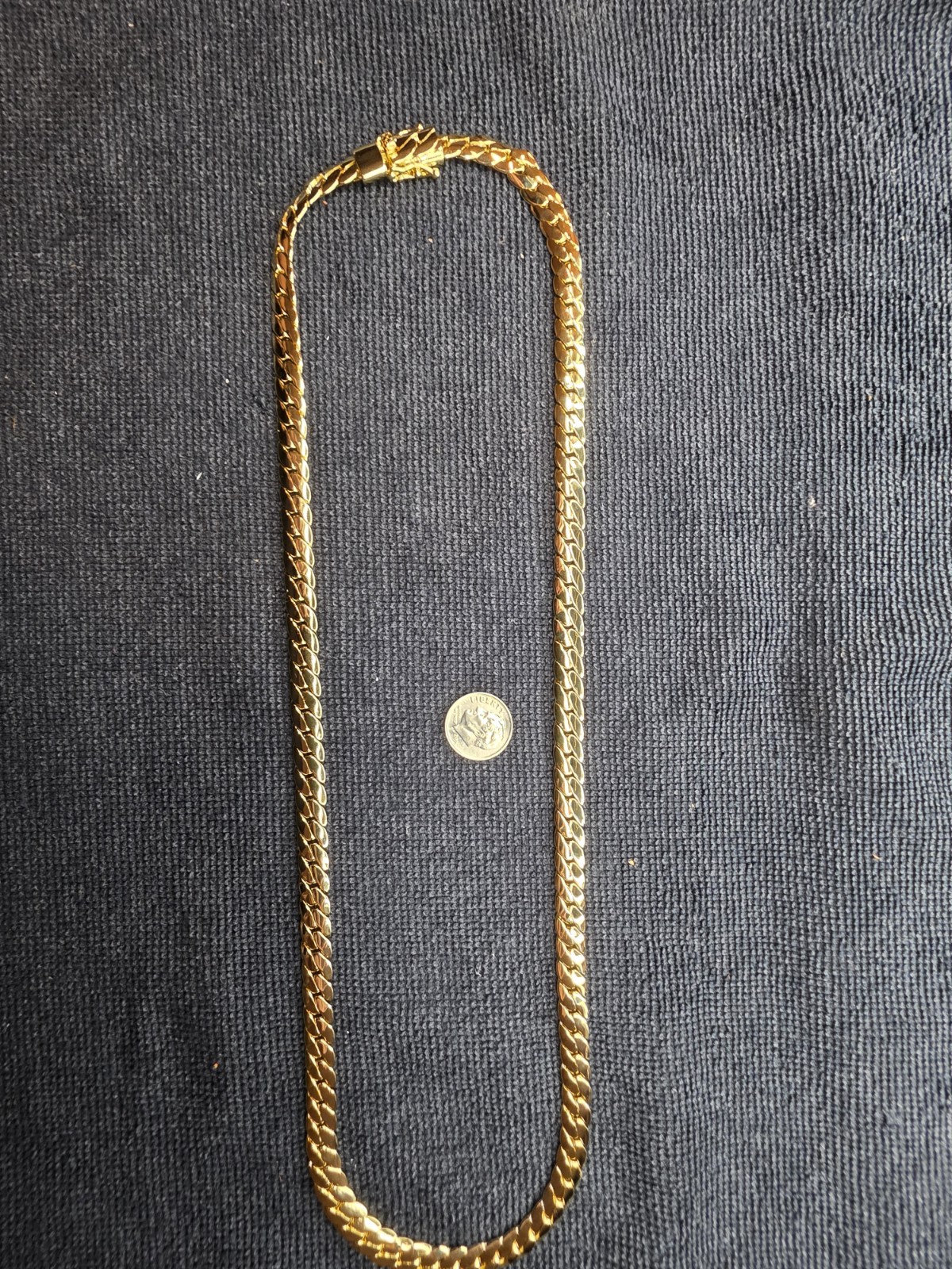 14k Yellow Gold Filled Miami Cuban Chain Necklace Box Lock Signed 24in