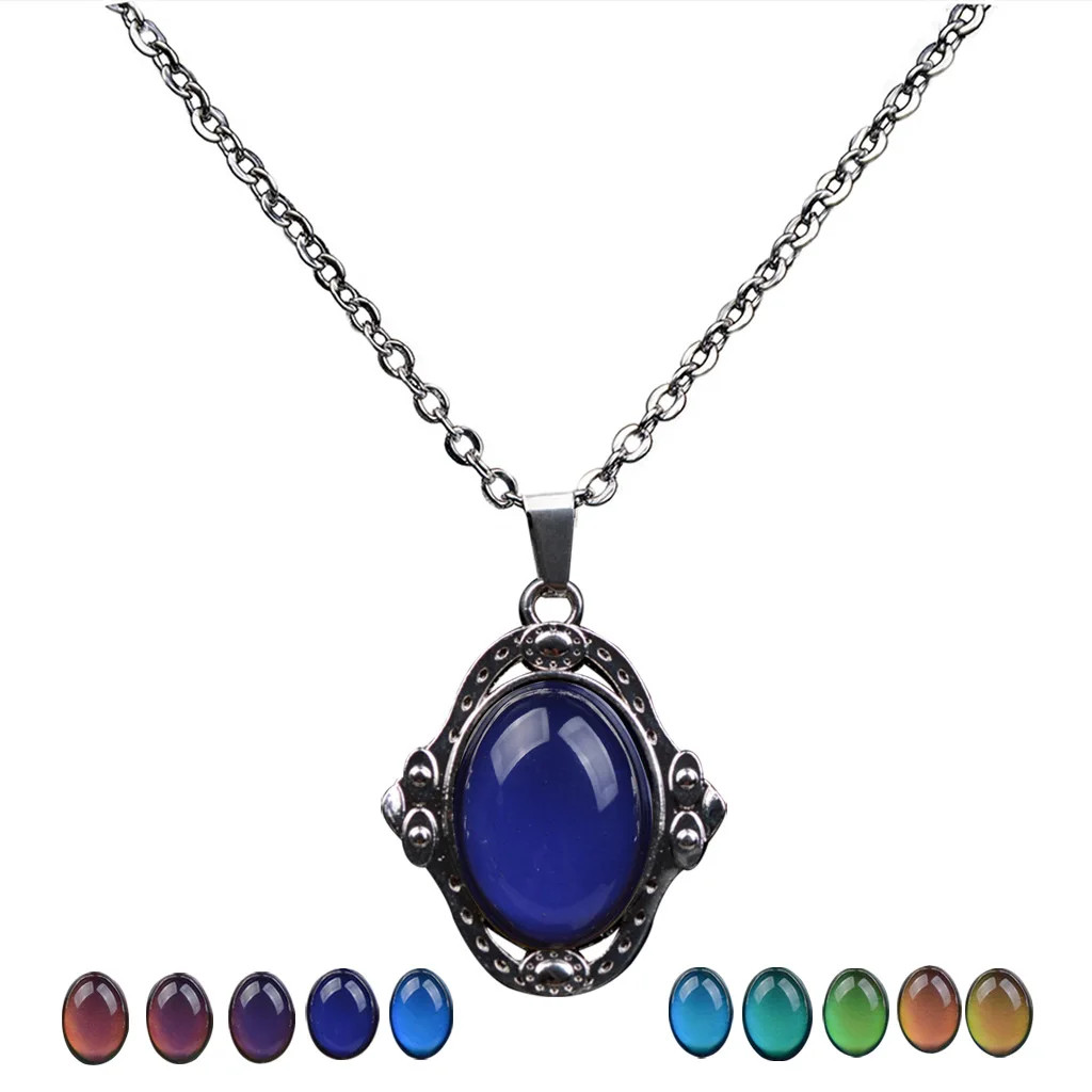 Mood Necklaces Peach Heart Love Pendant Necklace Temperature Control Color…