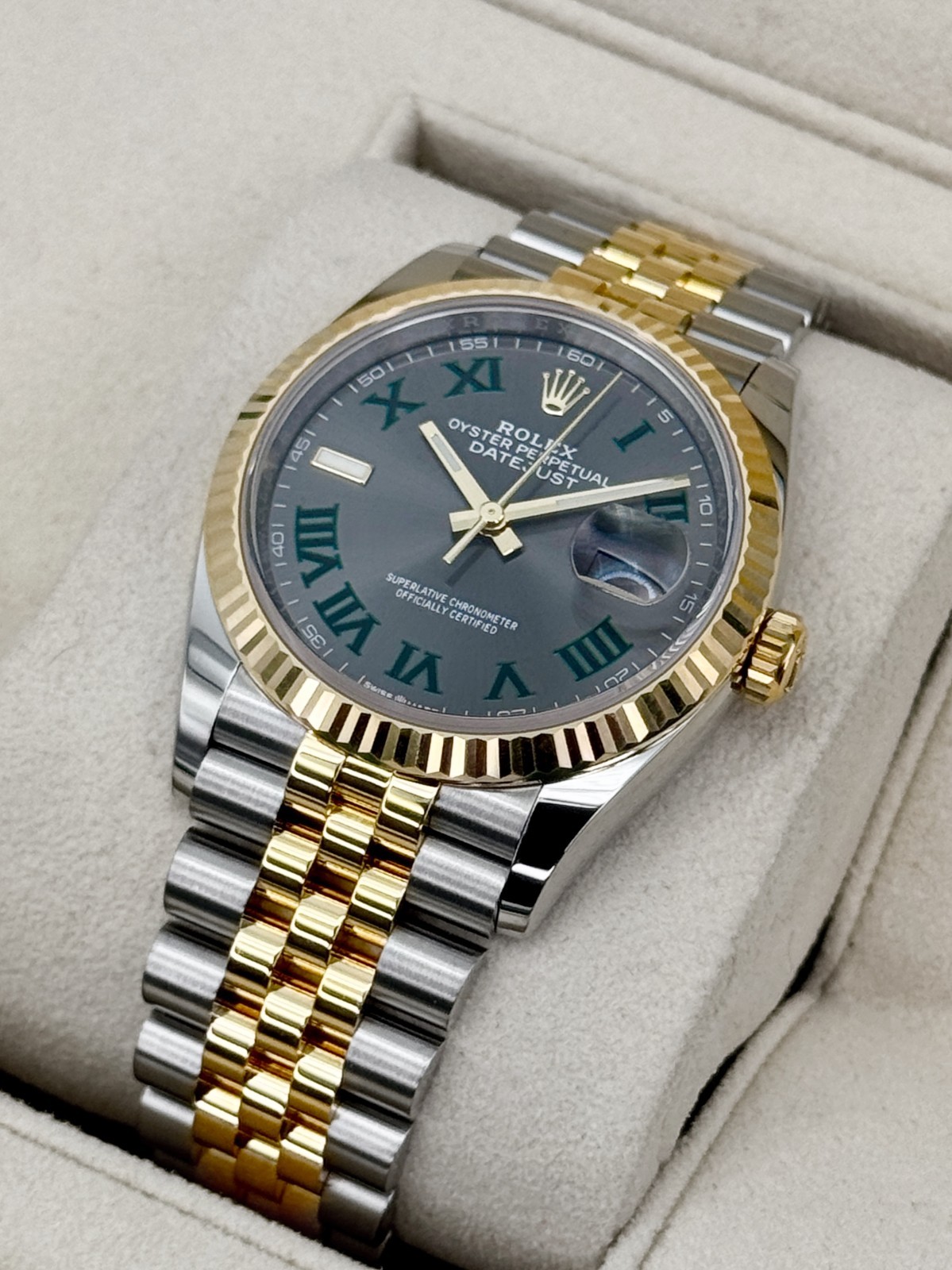 2022 Rolex Datejust 36mm 126233 Two-Tone Jubilee Wimbledon Dial