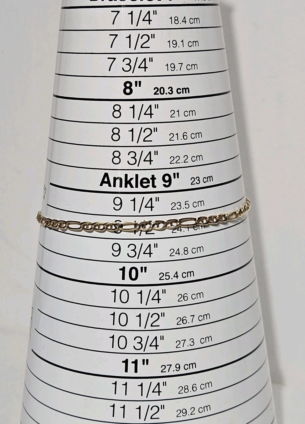 Vintage 14K Gold Italy 3mm Figaro Chain Anklet 9-5/8″