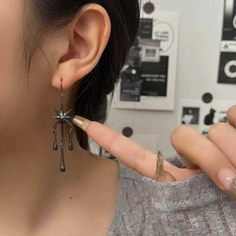 Women’s Fashion Earrings Gothic Punk Earrings Octagonal Star Pendant Earrings