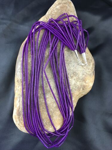 Navajo Sugilite 10 Strand Heishi Necklace | Sterling Silver Tubes 19″ 10169
